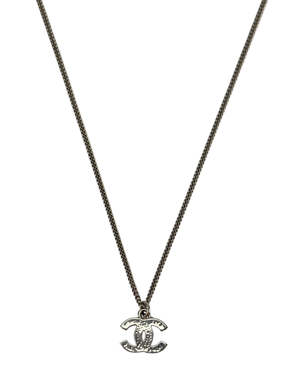 CHANEL - 10V Silver-tone Rhinestone CC Mark Necklace