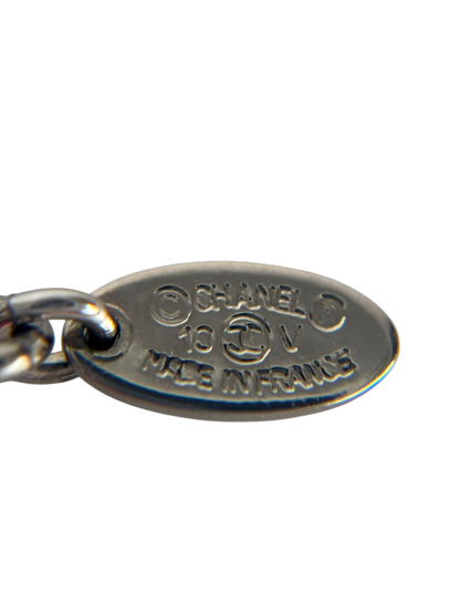 CHANEL - 10V Silver-tone Rhinestone CC Mark Necklace