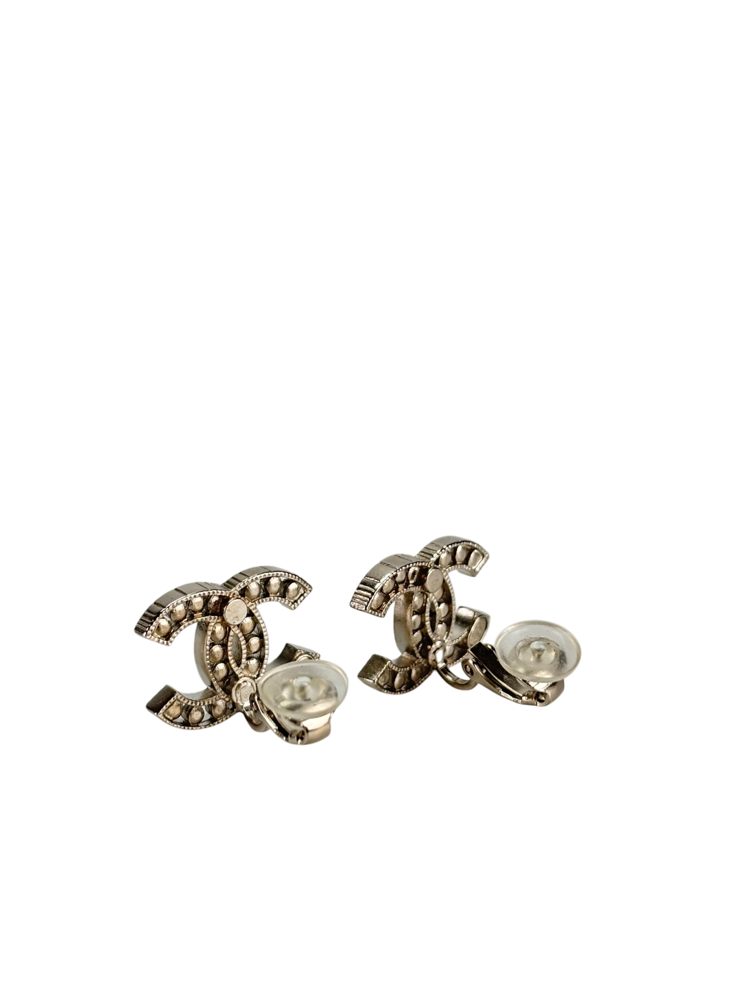CHANEL - 21B Silver-tone Rhinestone Coco Mark Earrings