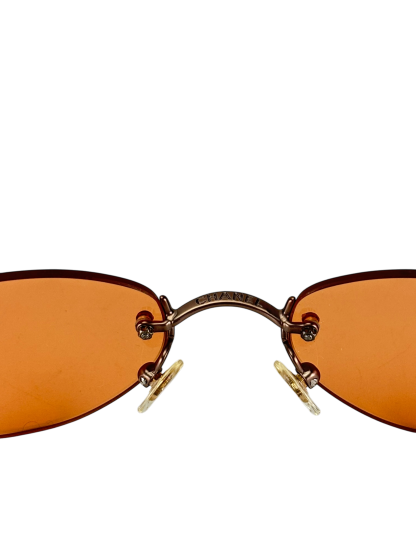 CHANEL - Orange Rectangular Tinted Rimless Sunglasses