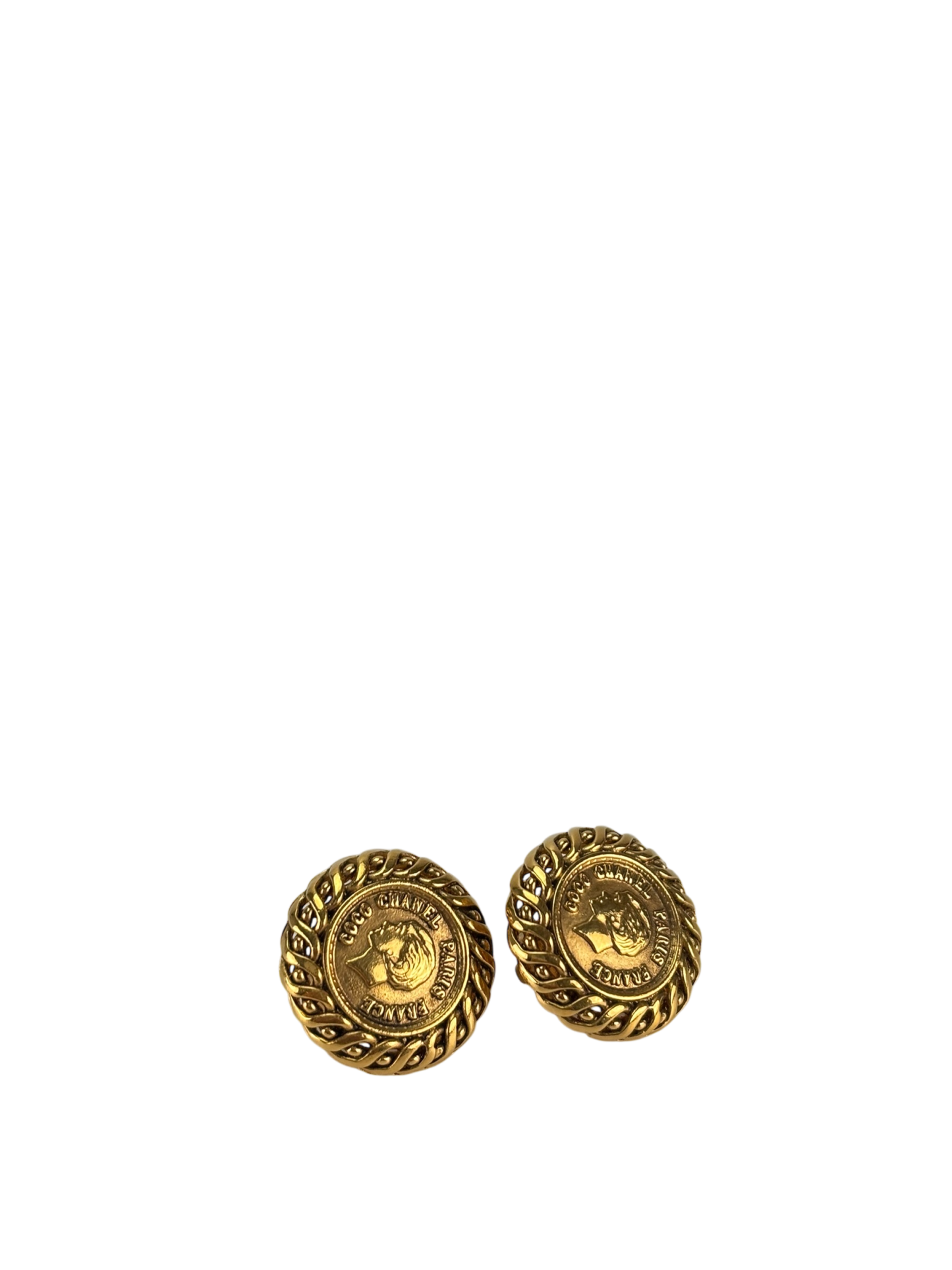 CHANEL - 96A Gold Coco Mark Earrings