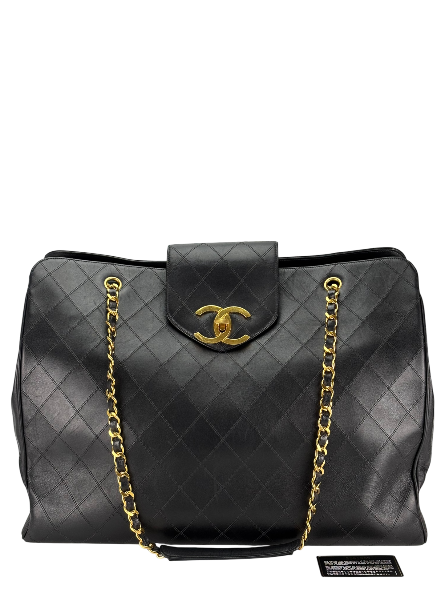 CHANEL - Lambskin Supermodel Black Gold Hardware Boston Bag