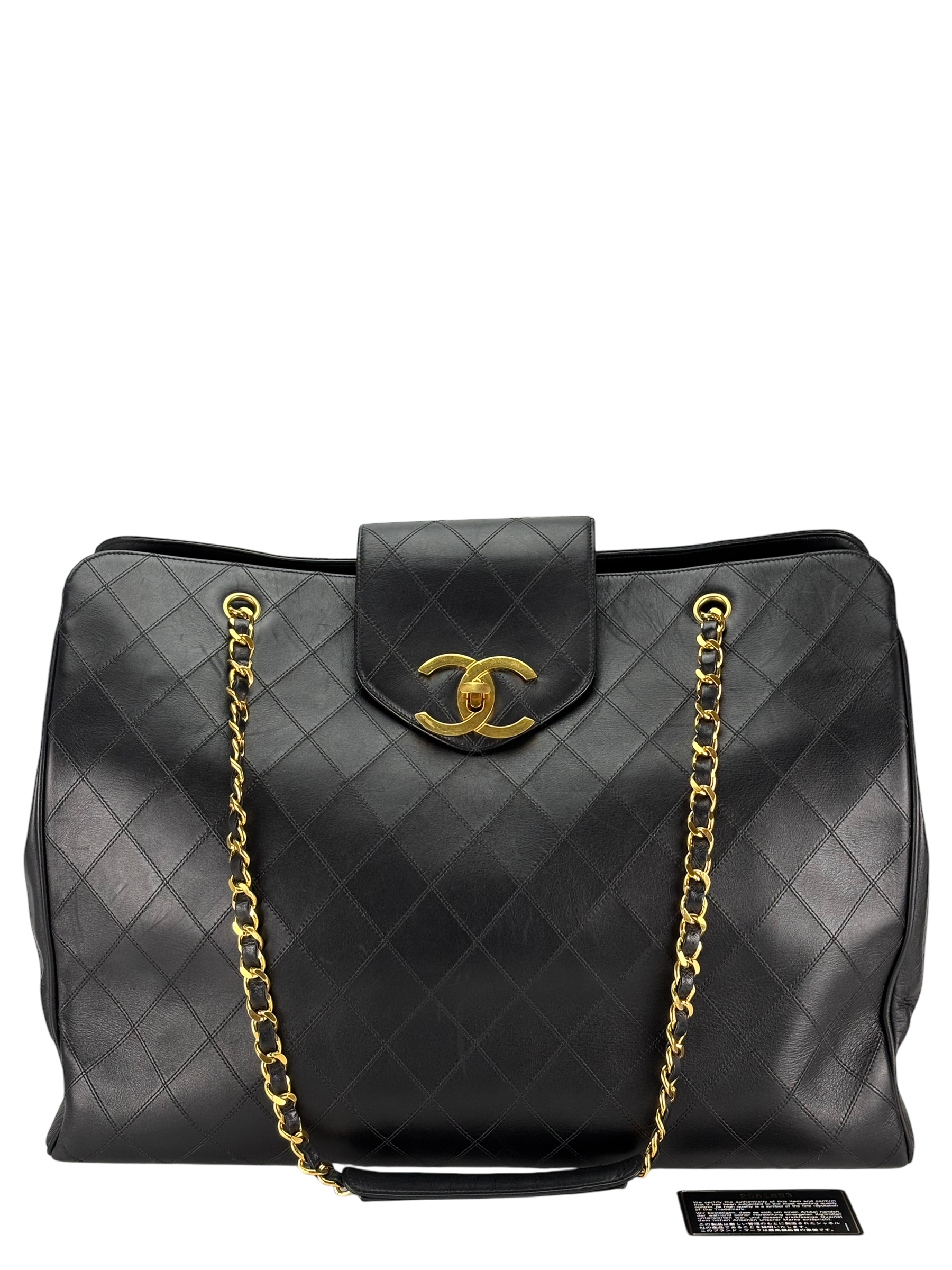 CHANEL - Lambskin Supermodel Black Gold Hardware Boston Bag