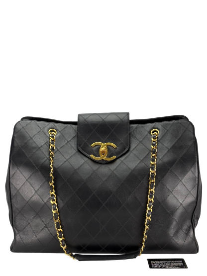 CHANEL - Lambskin Supermodel Black Gold Hardware Boston Bag