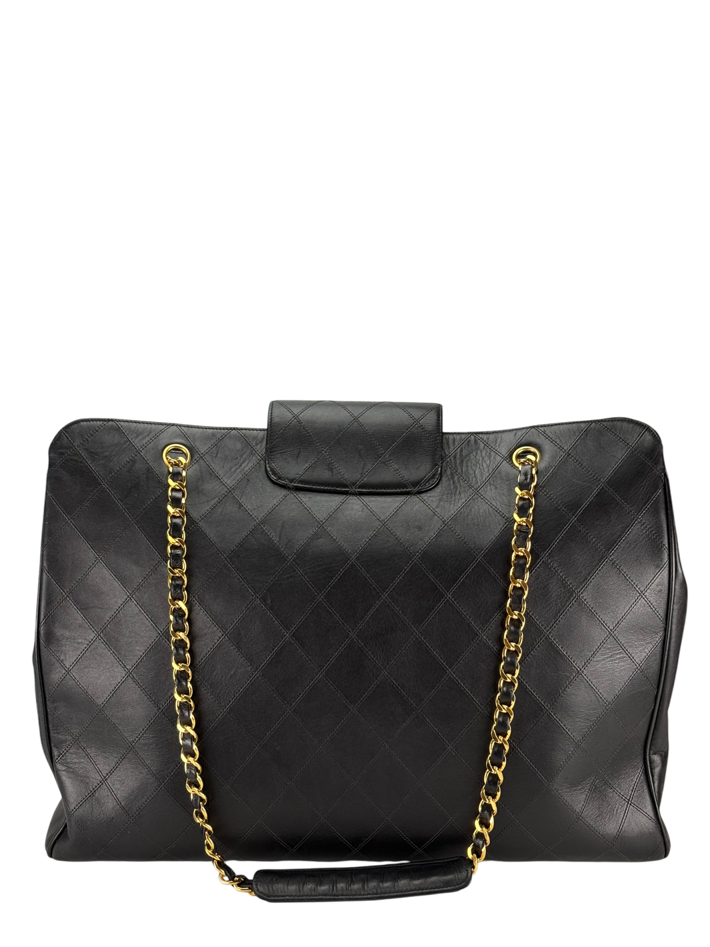 CHANEL - Lambskin Supermodel Black Gold Hardware Boston Bag