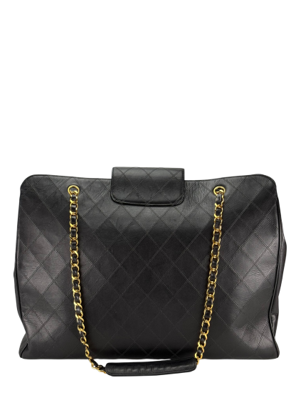 CHANEL - Lambskin Supermodel Black Gold Hardware Boston Bag