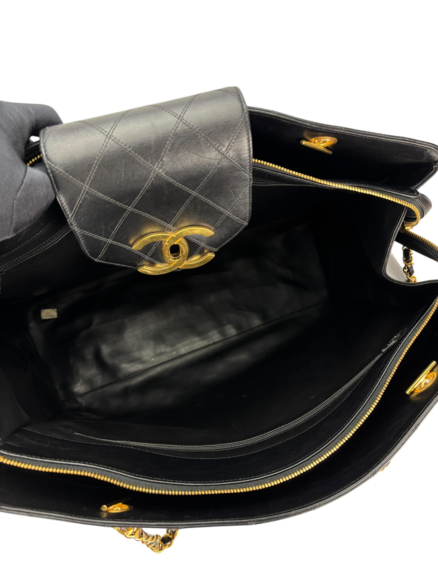 CHANEL - Lambskin Supermodel Black Gold Hardware Boston Bag