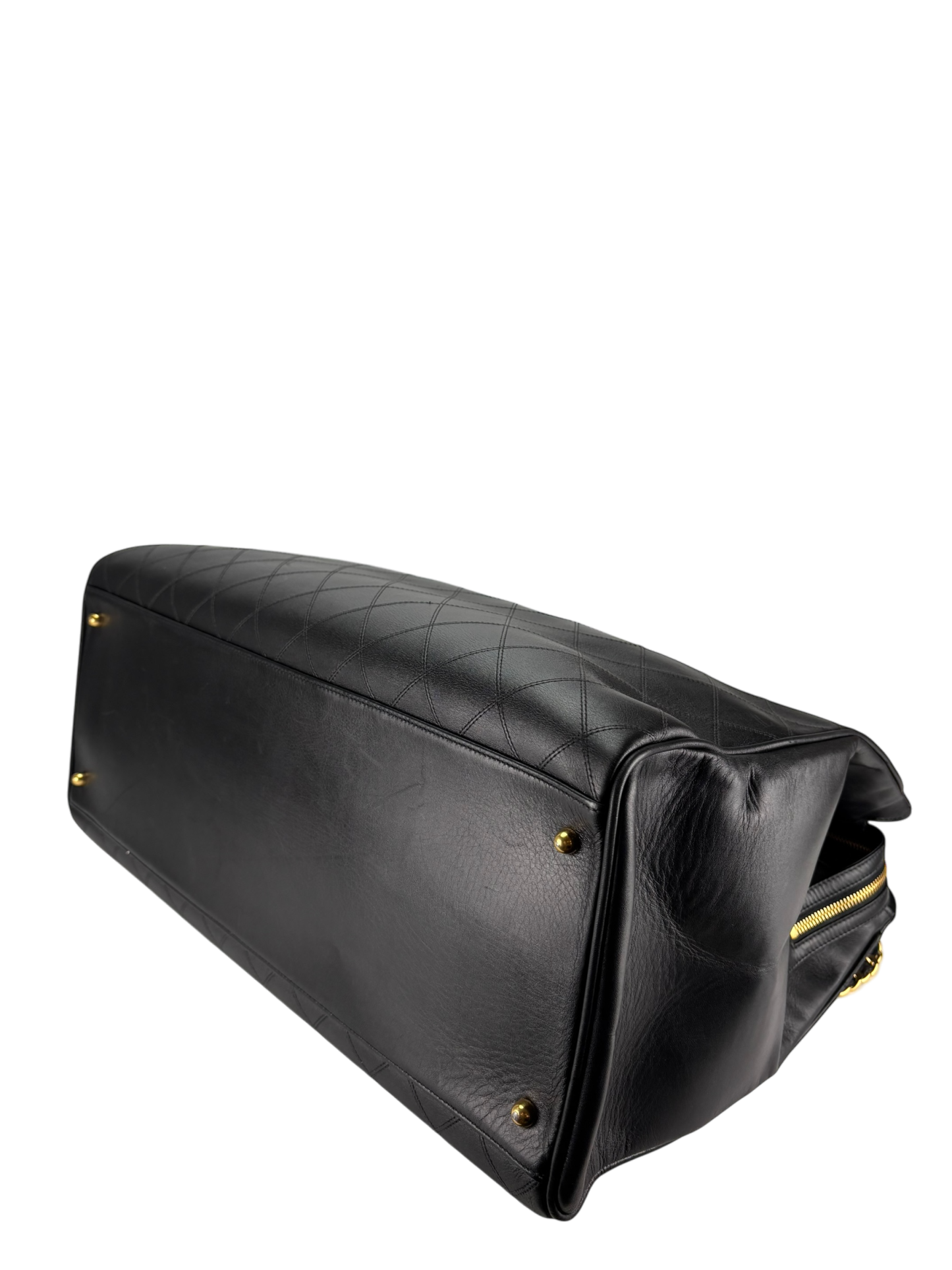 CHANEL - Lambskin Supermodel Black Gold Hardware Boston Bag