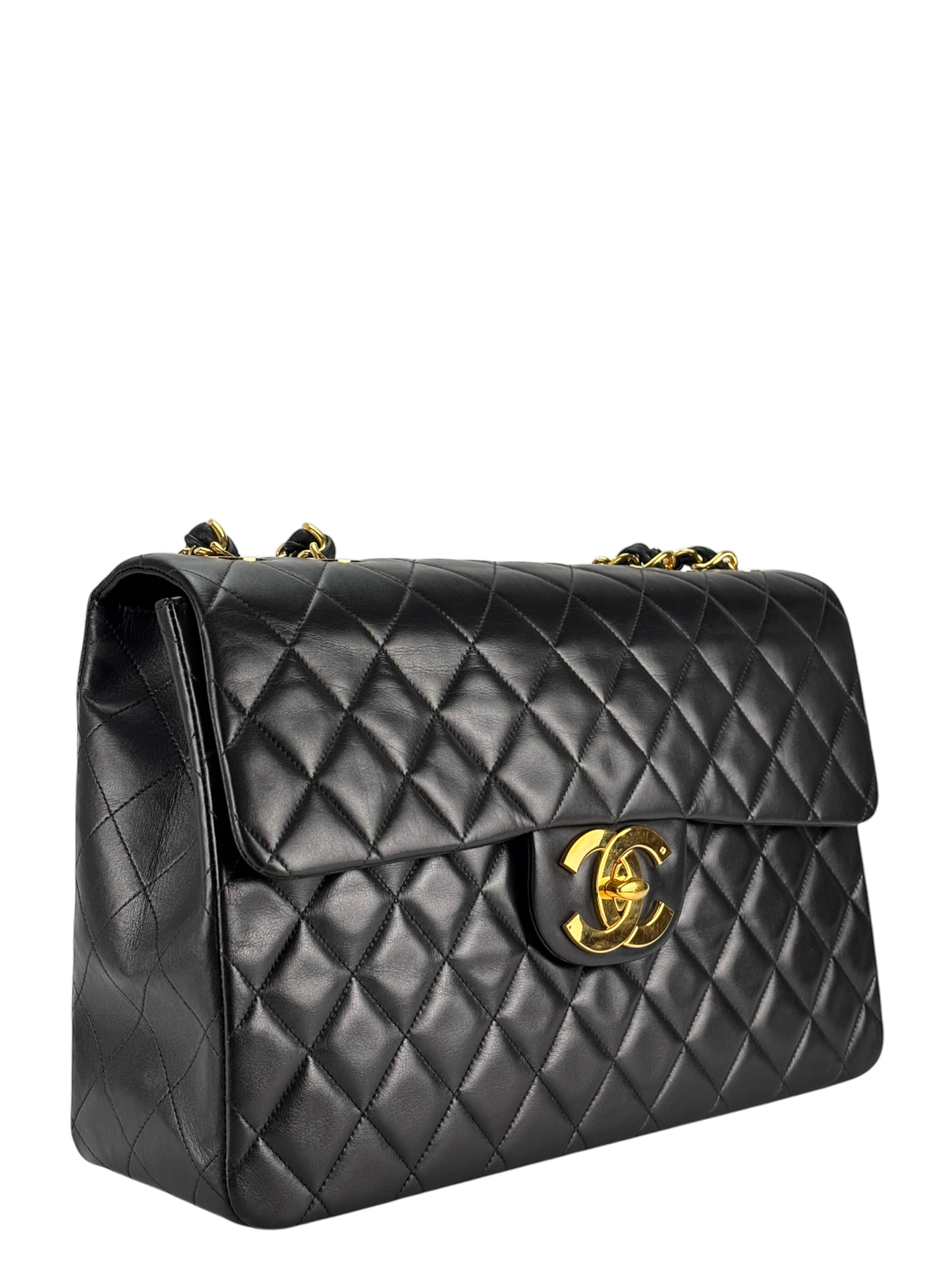 CHANEL - Black Lambskin Jumbo Flap Bag 34