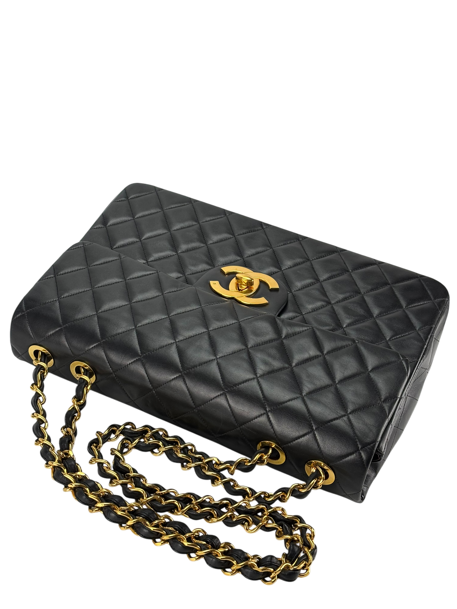 CHANEL - Black Lambskin Jumbo Flap Bag 34