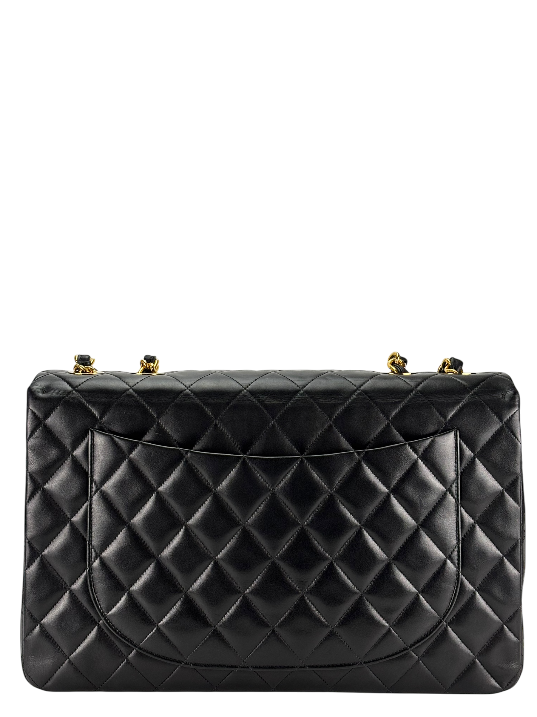 CHANEL - Black Lambskin Jumbo Flap Bag 34