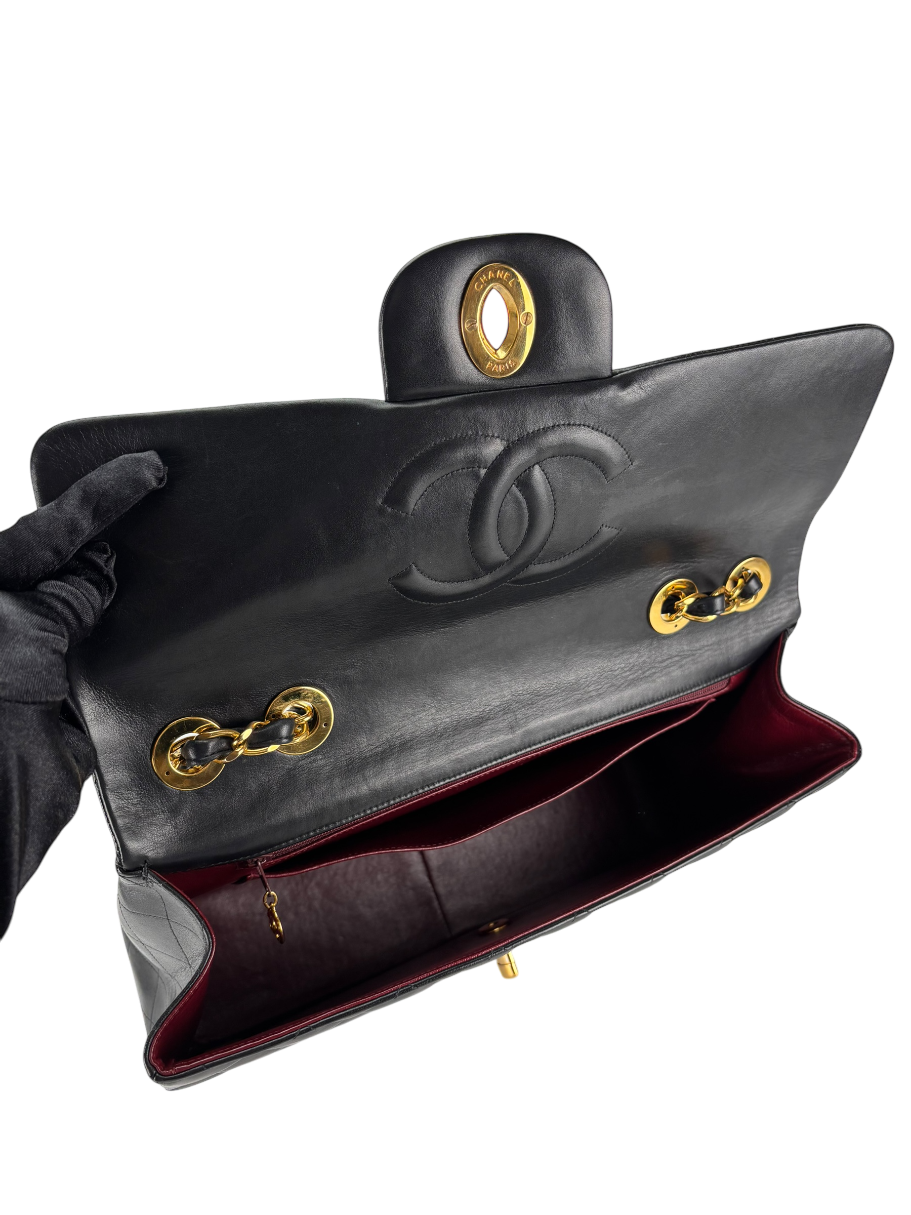 CHANEL - Black Lambskin Jumbo Flap Bag 34