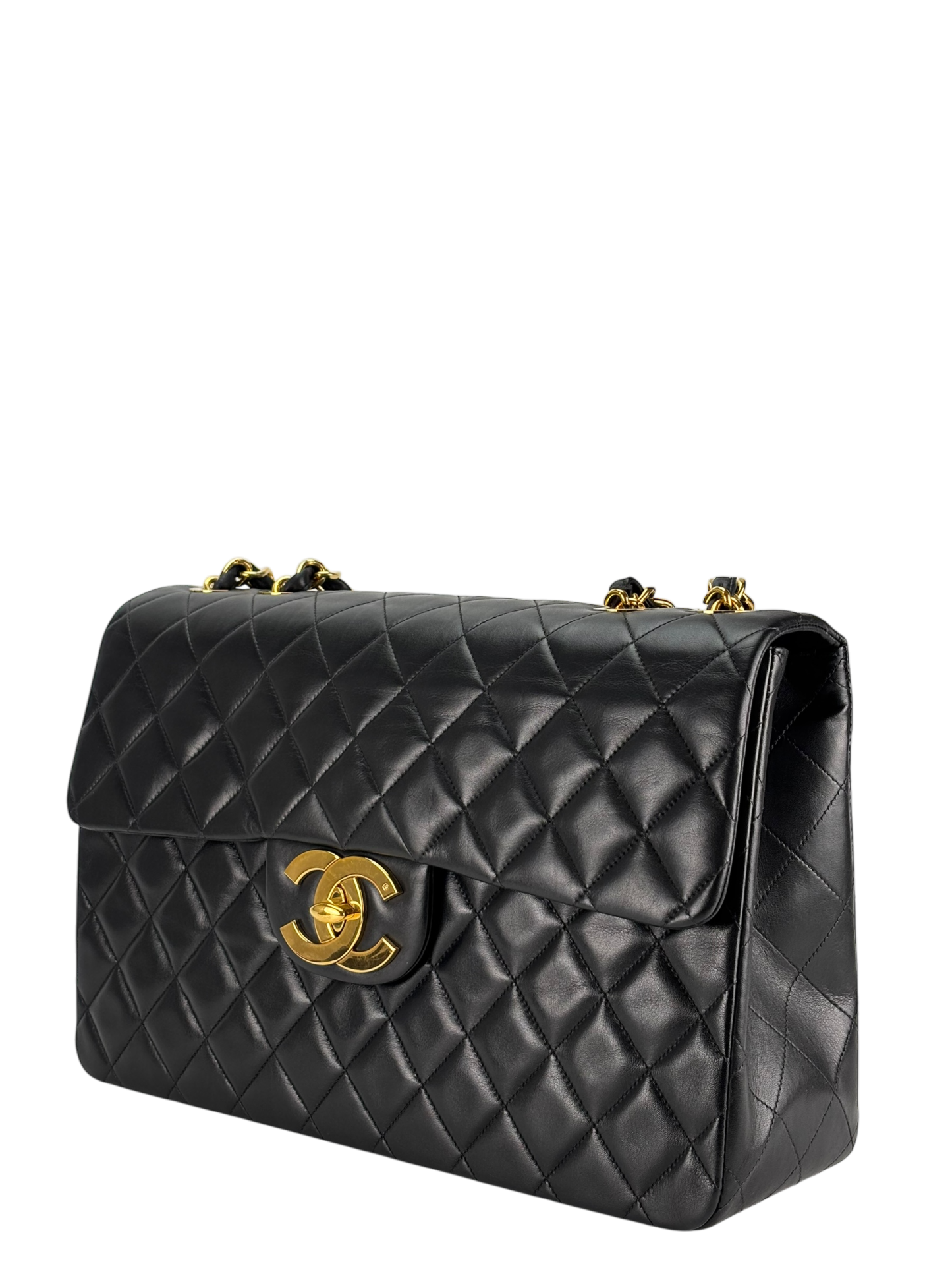 CHANEL - Black Lambskin Jumbo Flap Bag 34