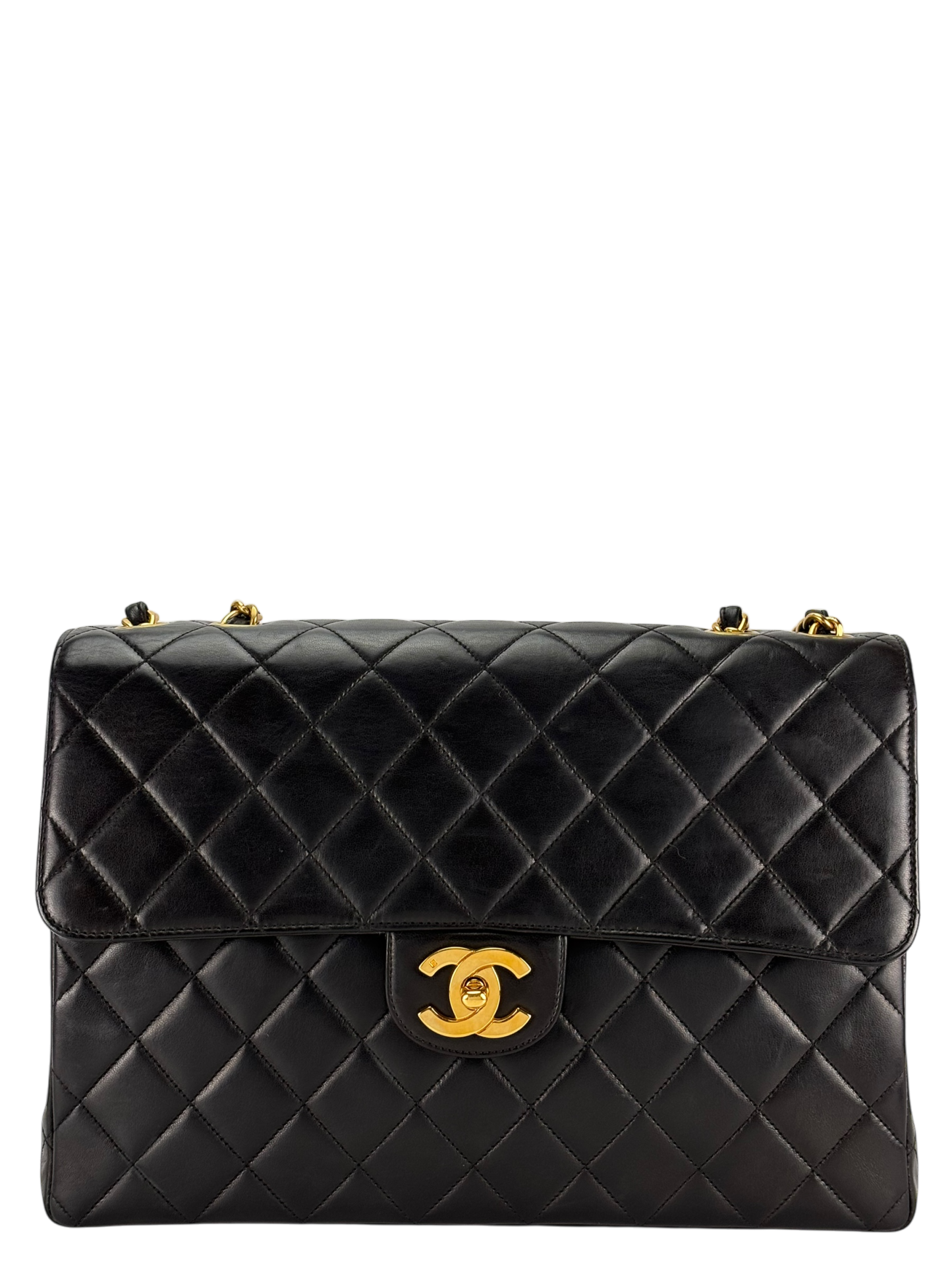 CHANEL - Black Lambskin Jumbo Flap Bag 30