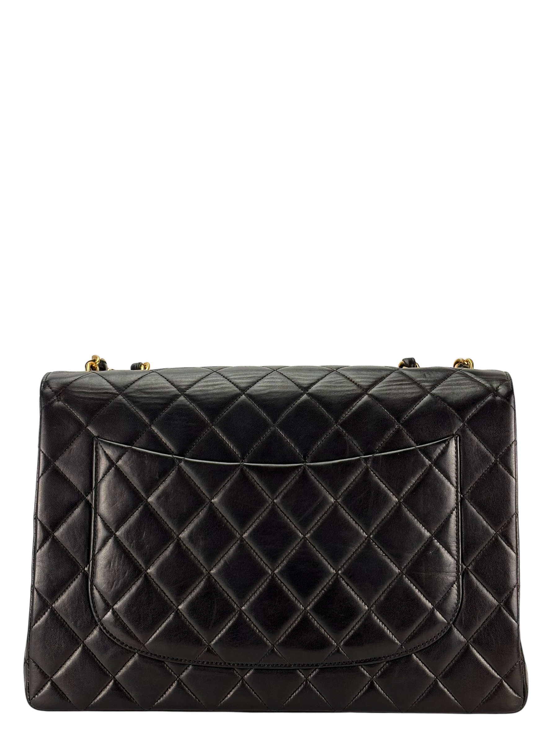 CHANEL - Black Lambskin Jumbo Flap Bag 30