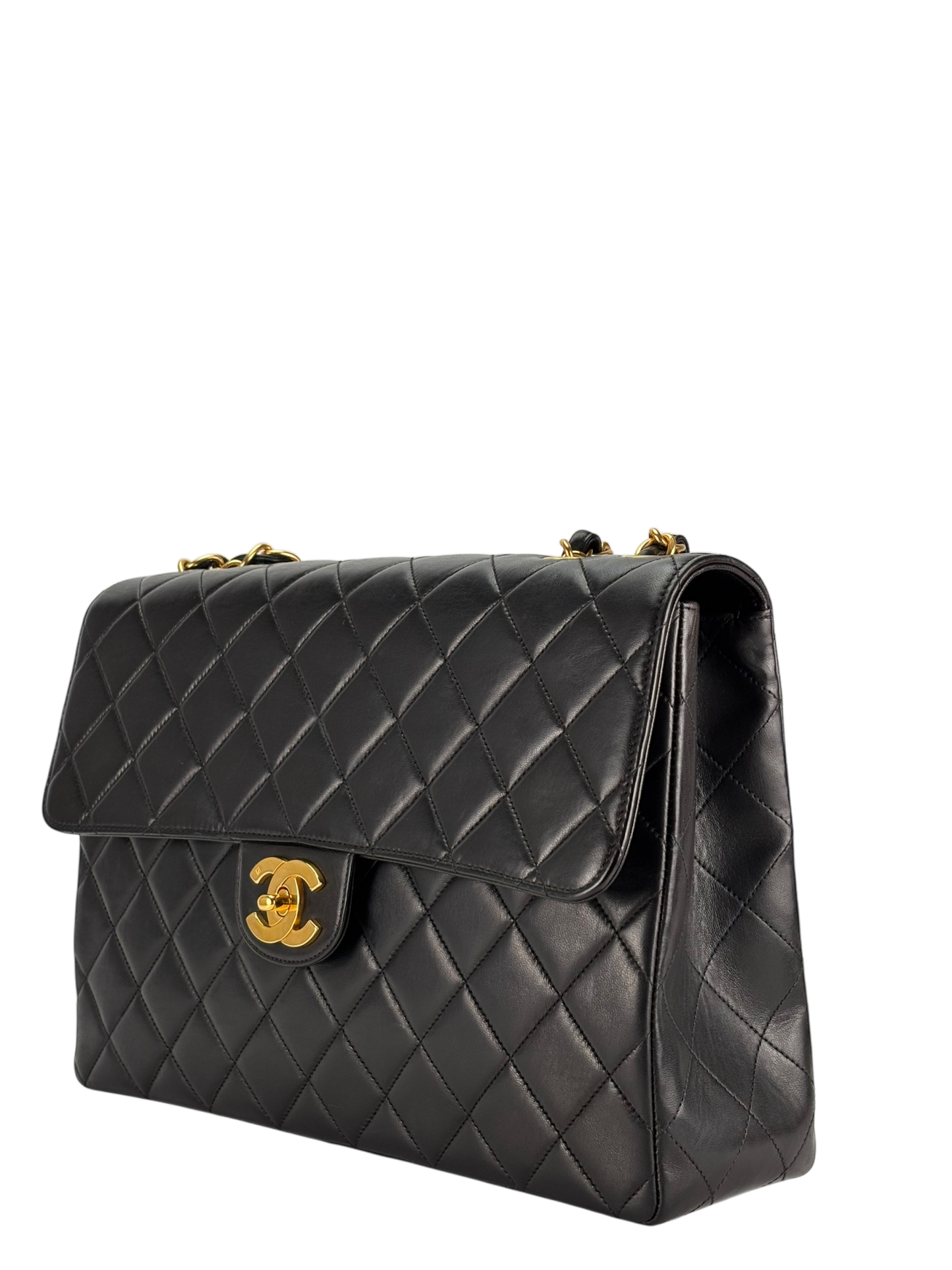 CHANEL - Black Lambskin Jumbo Flap Bag 30