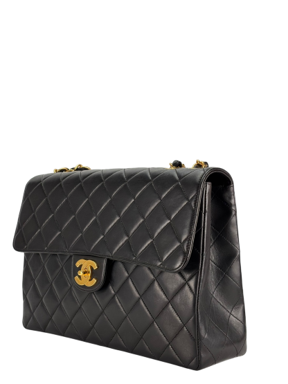 CHANEL - Black Lambskin Jumbo Flap Bag 30