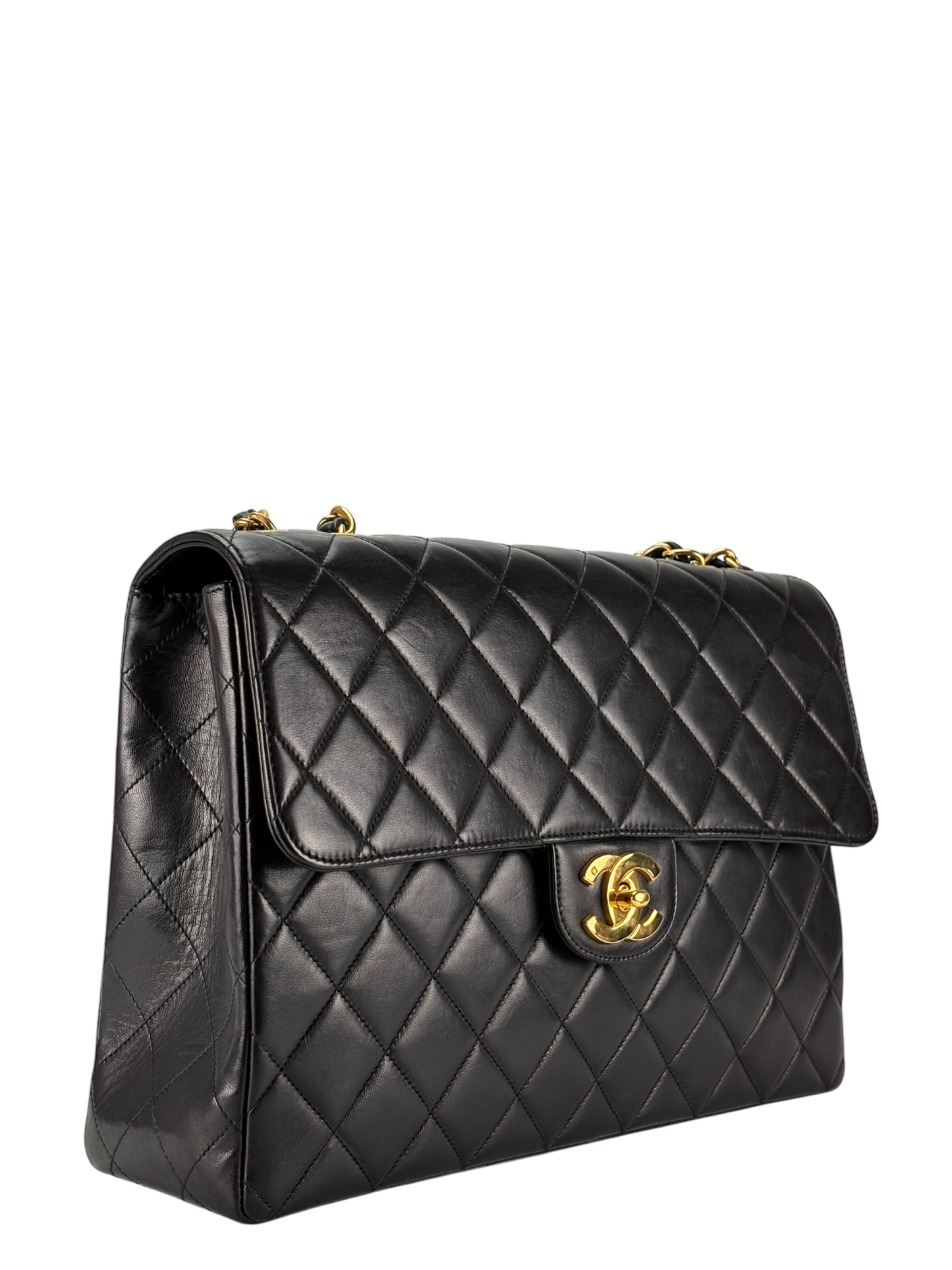 CHANEL - Black Lambskin Jumbo Flap Bag 30