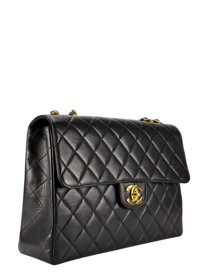 CHANEL - Black Lambskin Jumbo Flap Bag 30