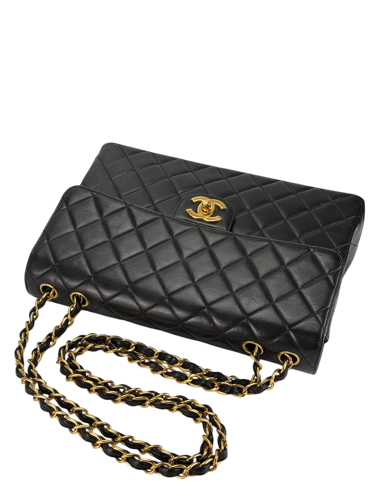 CHANEL - Black Lambskin Jumbo Flap Bag 30
