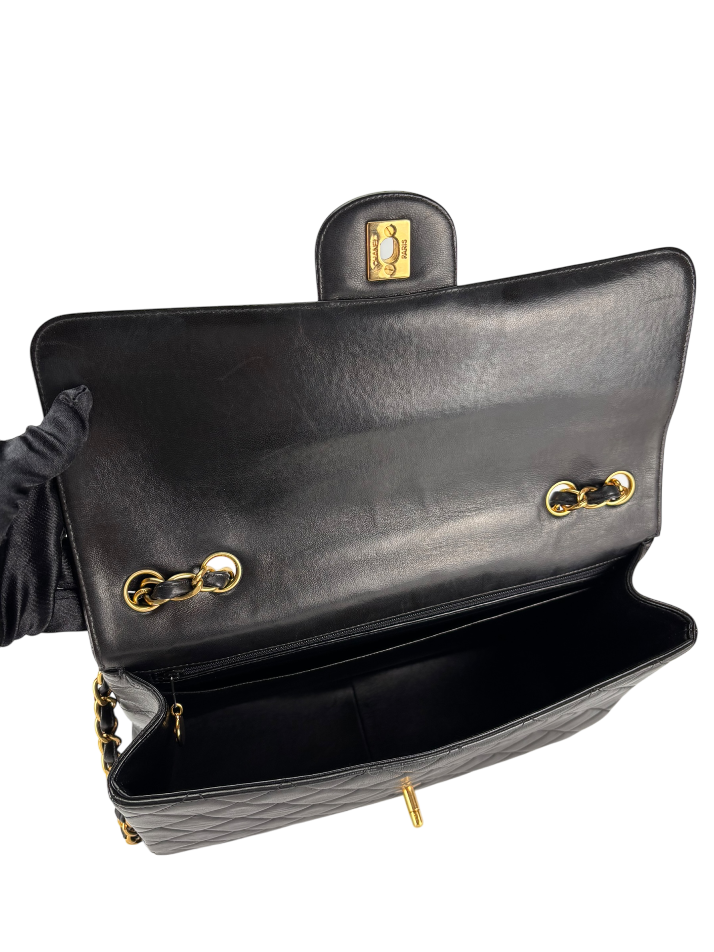 CHANEL - Black Lambskin Jumbo Flap Bag 30