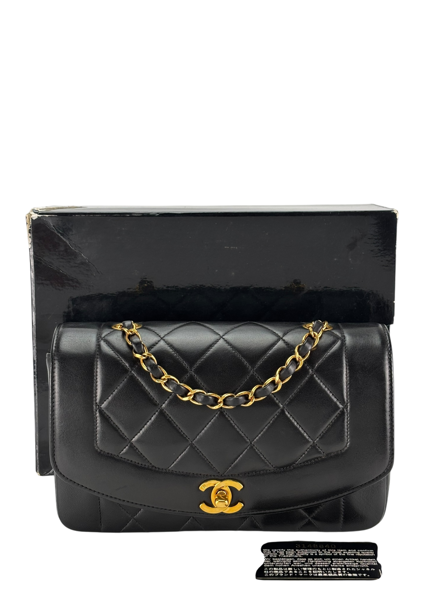 CHANEL - Diana Matrasse Classic Flap Bag Black Lambskin