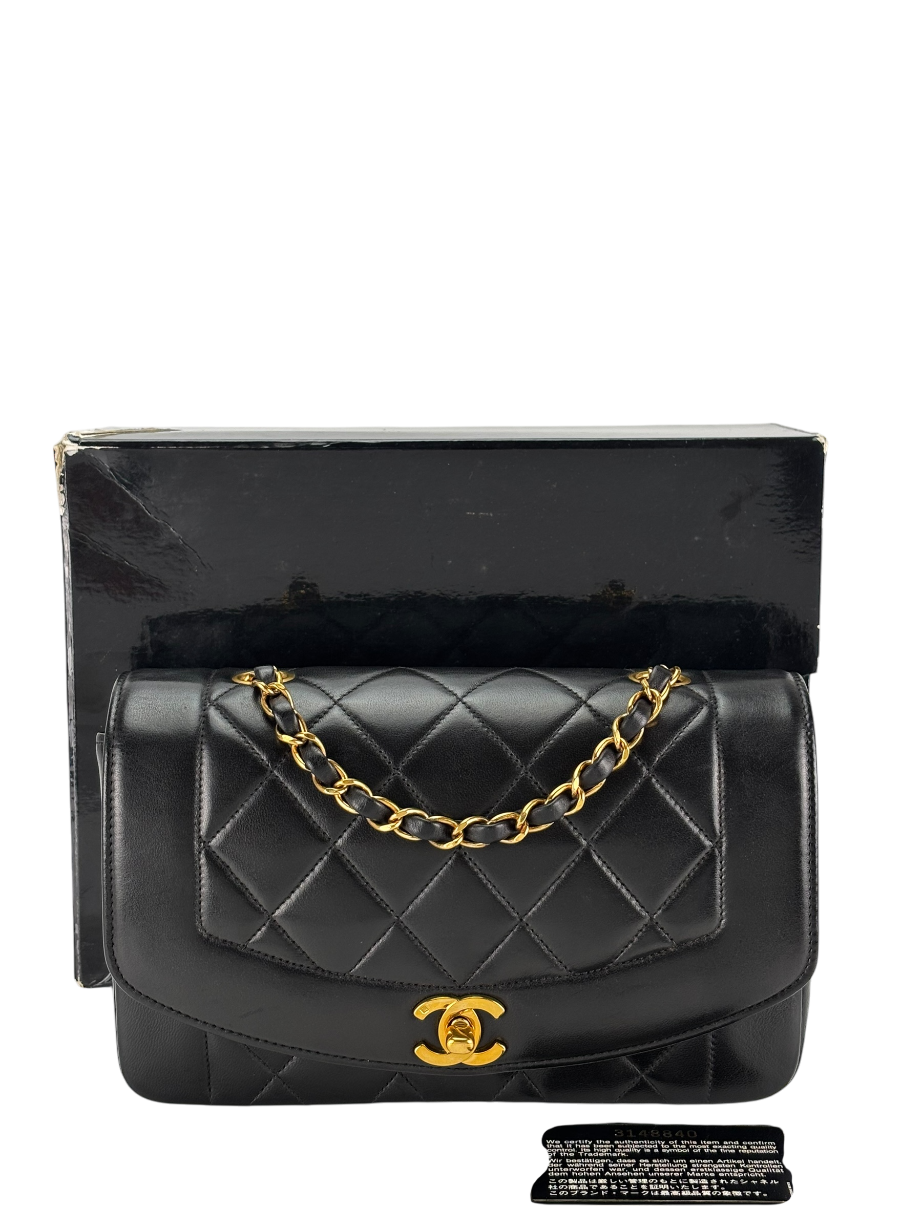 CHANEL - Diana Matrasse Classic Flap Bag Black Lambskin