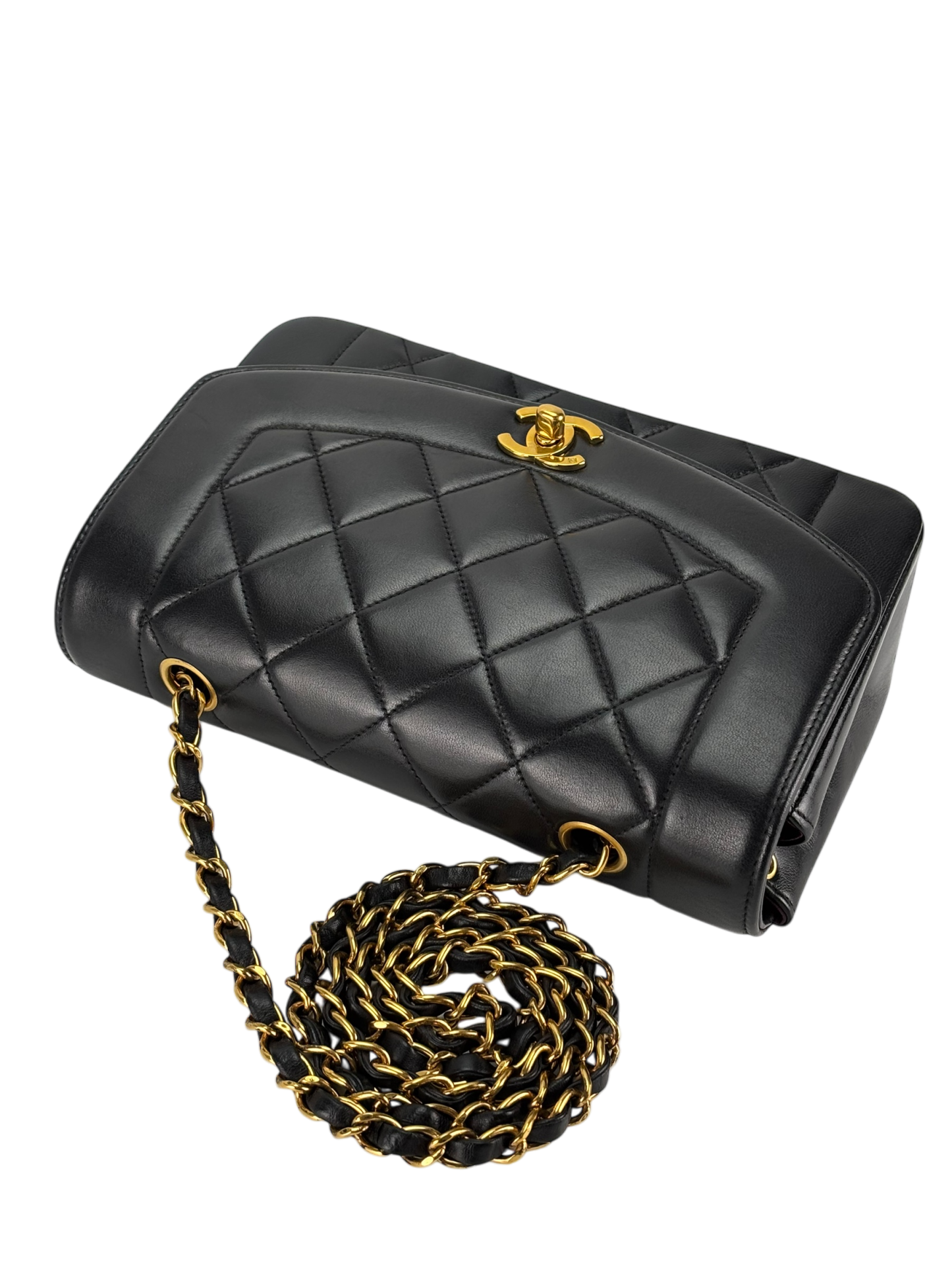 CHANEL - Diana Matrasse Classic Flap Bag Black Lambskin