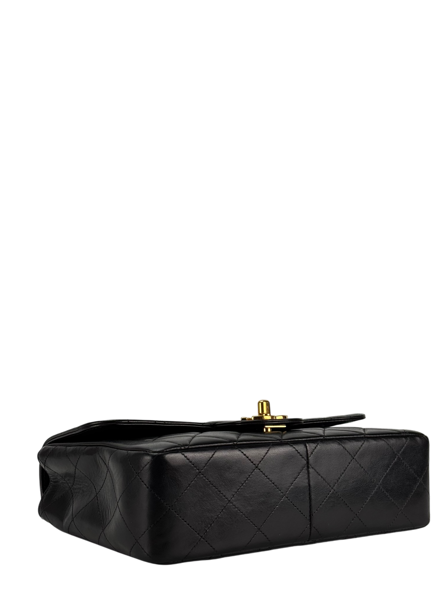 CHANEL - Small Classic Double Flap Bag Black Lambskin Gold Hardware (CF23)
