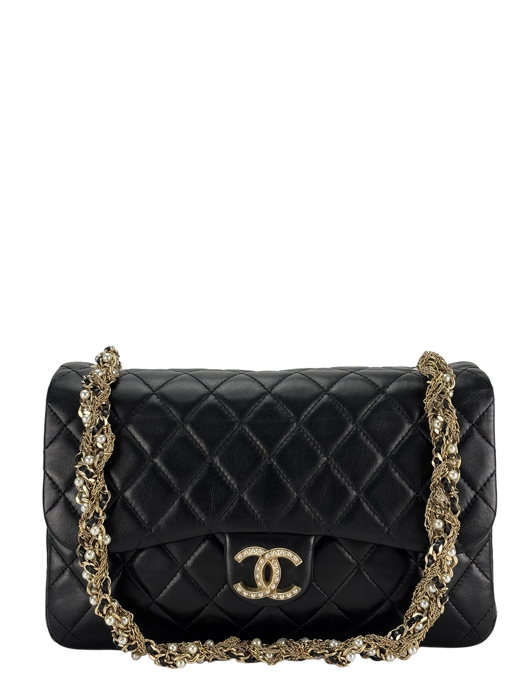 CHANEL - Black Lambskin Matelasse Westminster Chain Shoulder Bag