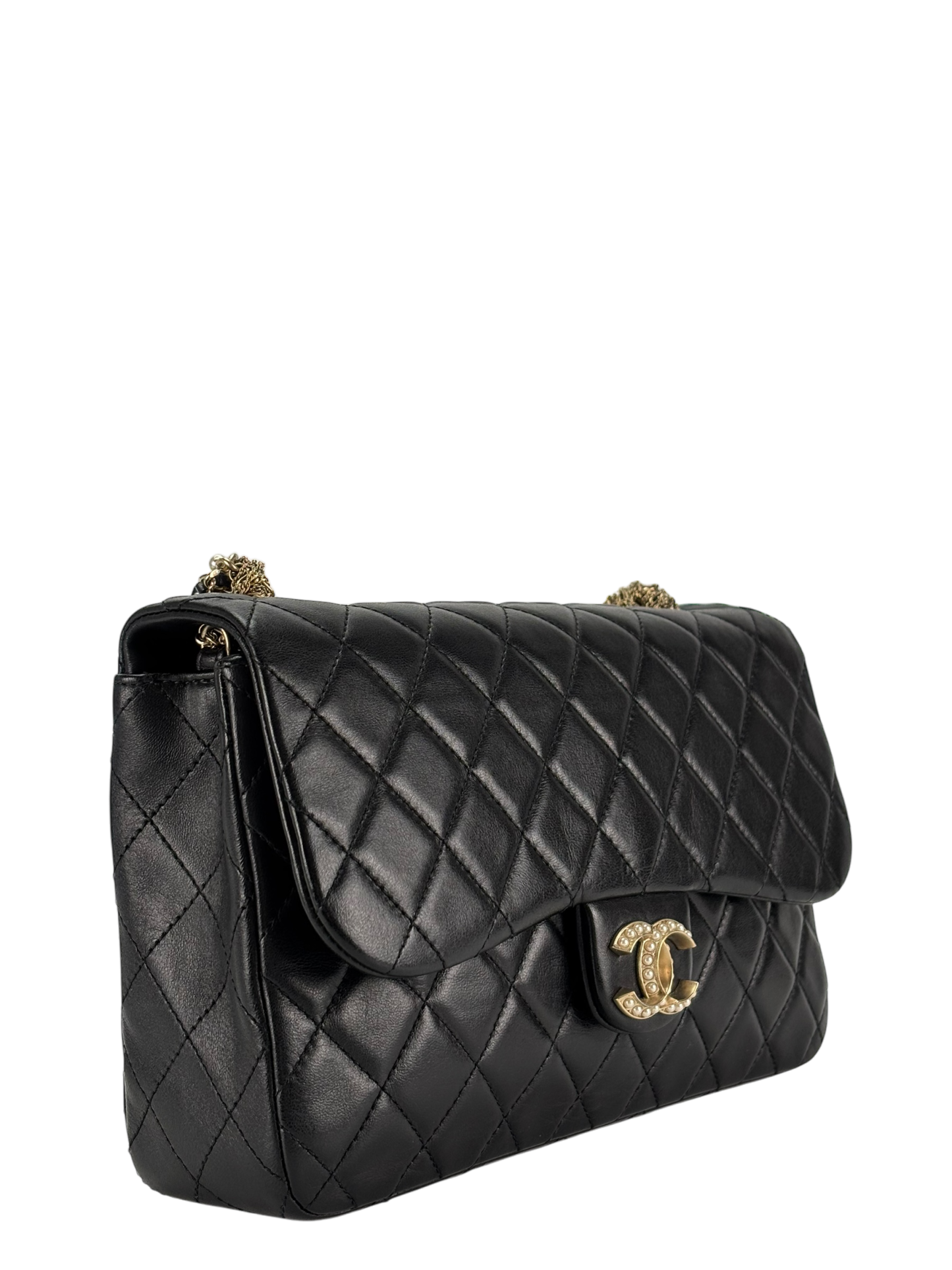 CHANEL - Black Lambskin Matelasse Westminster Chain Shoulder Bag