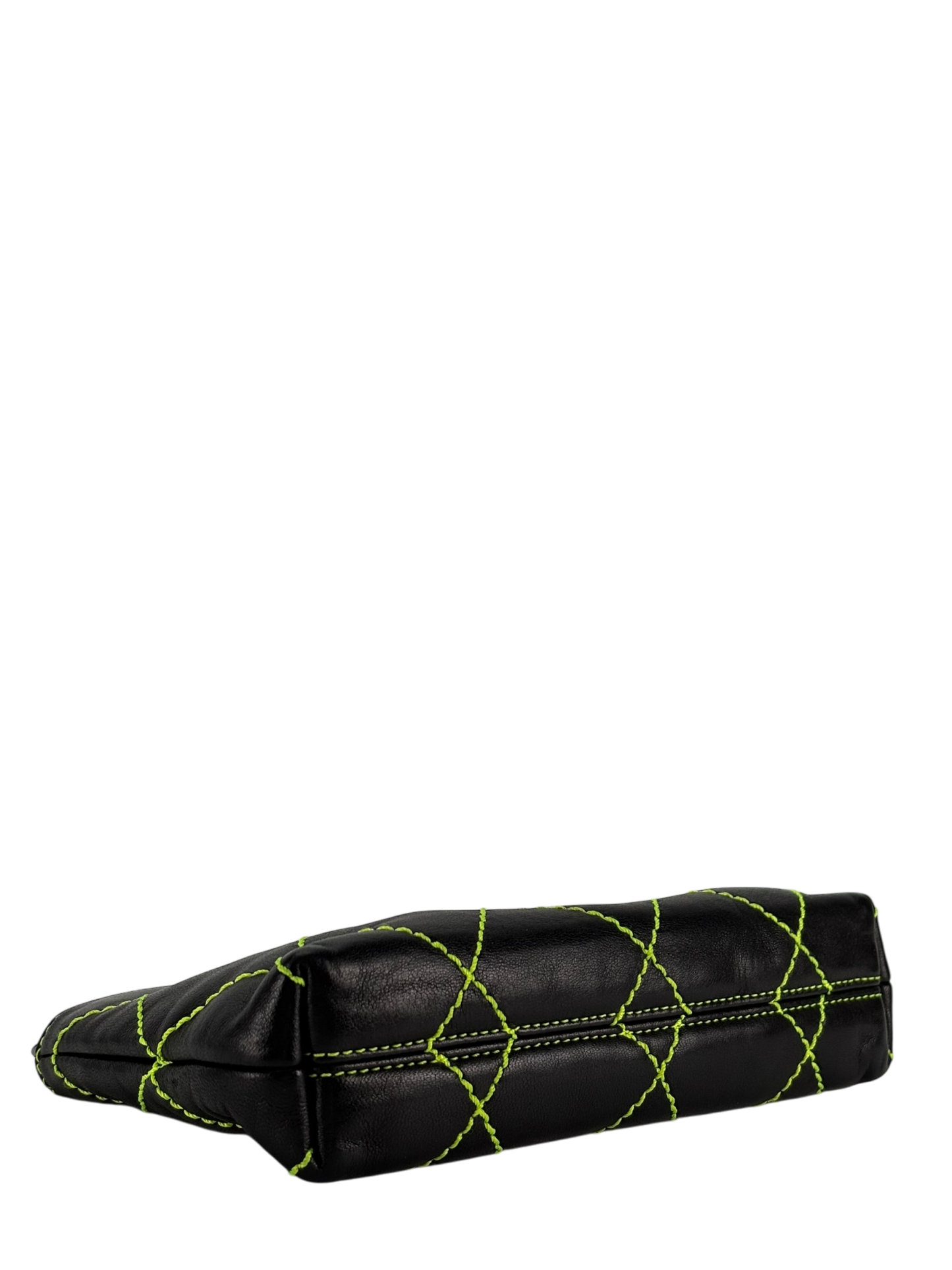 CHANEL - Lambskin Contrast Stitch Surpique Pochette Light Green