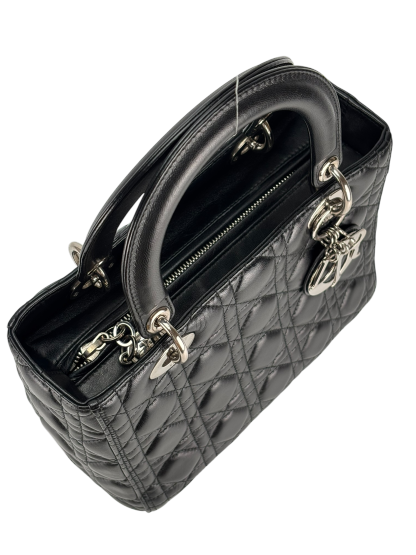 CHRISTIAN DIOR - Black Lambskin Lady Dior Handbag