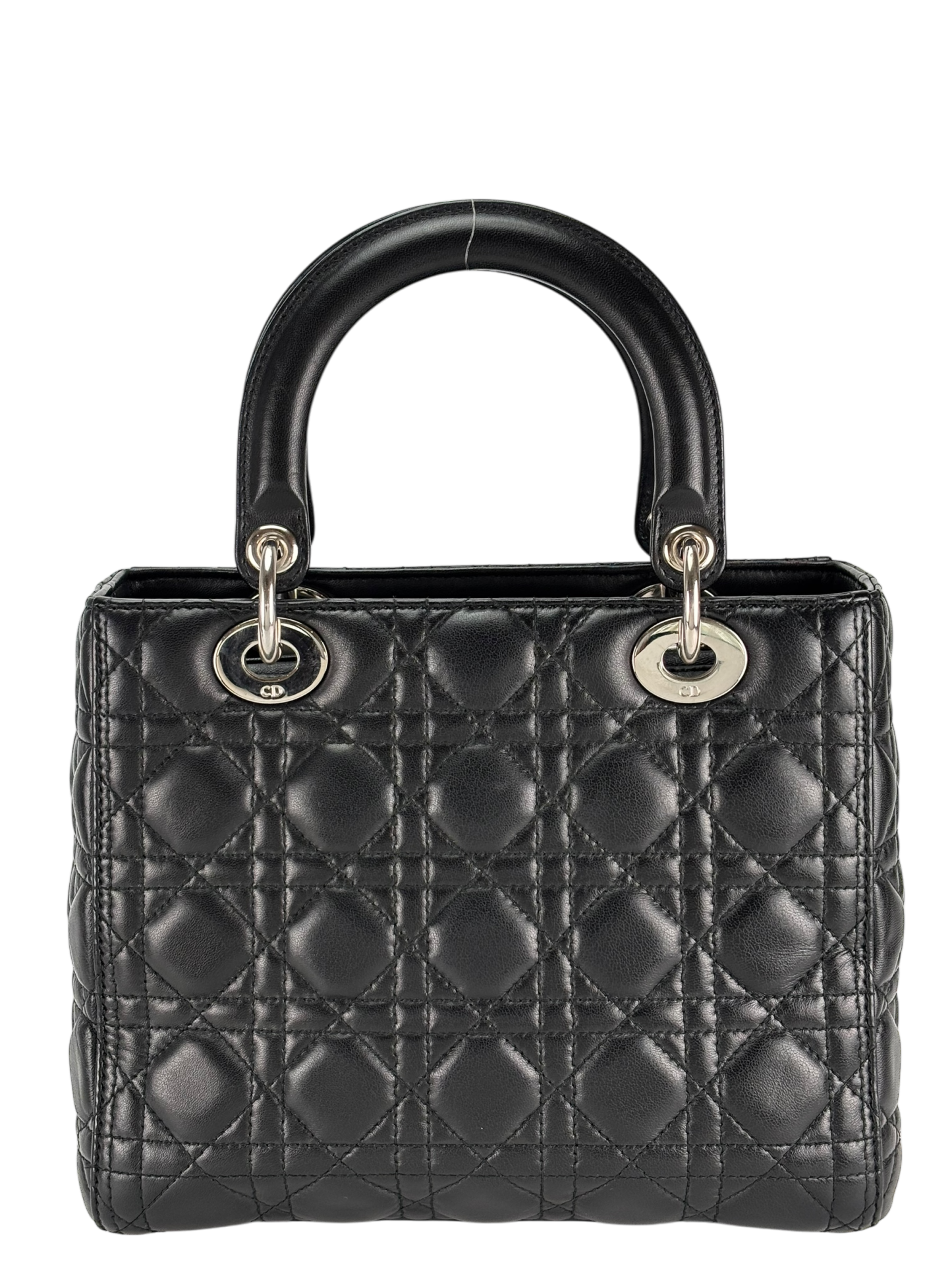 CHRISTIAN DIOR - Black Lambskin Lady Dior Handbag