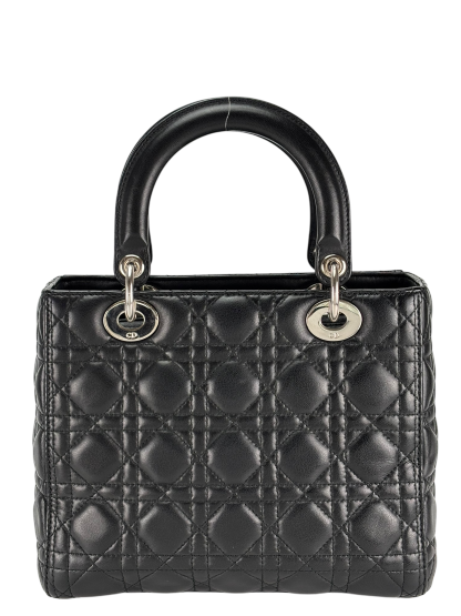 CHRISTIAN DIOR - Black Lambskin Lady Dior Handbag