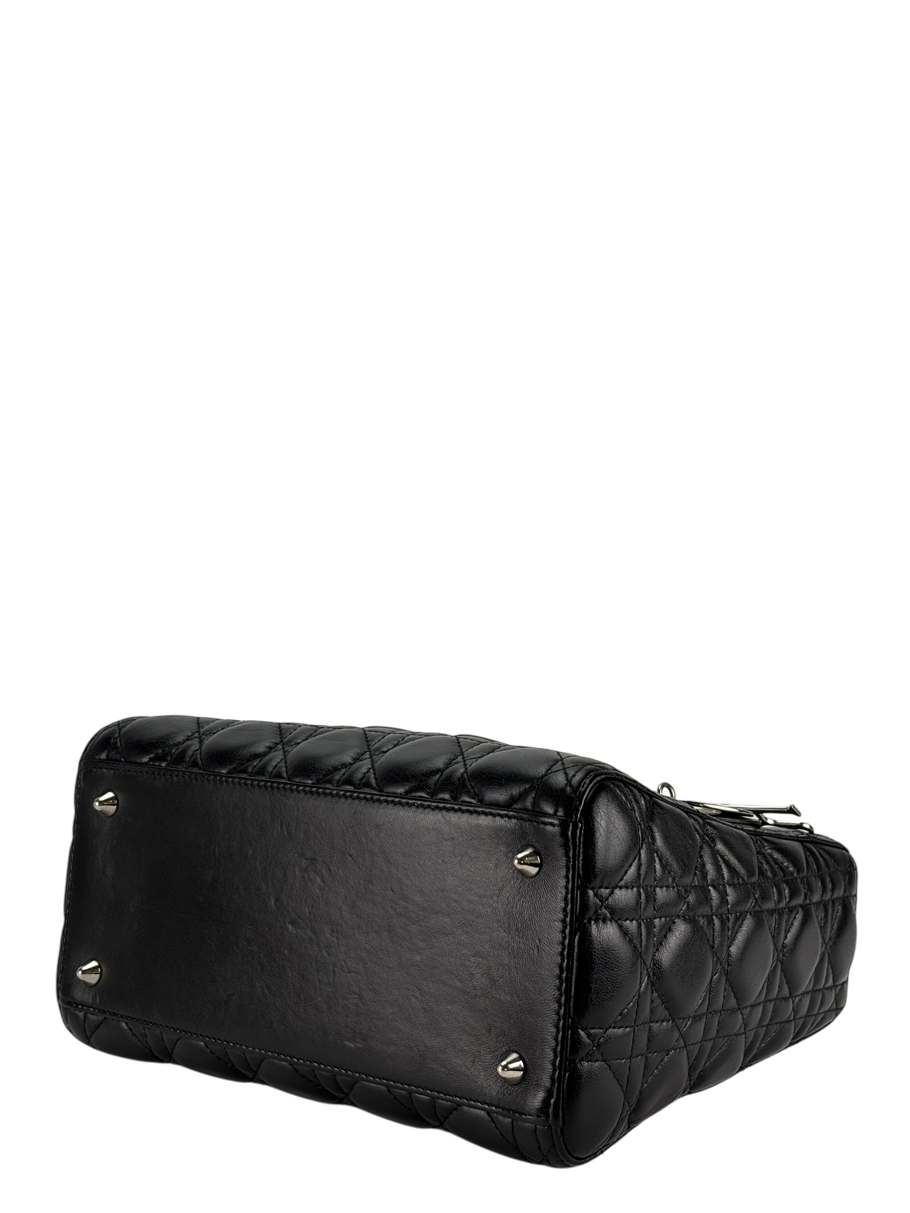 CHRISTIAN DIOR - Black Lambskin Lady Dior Handbag