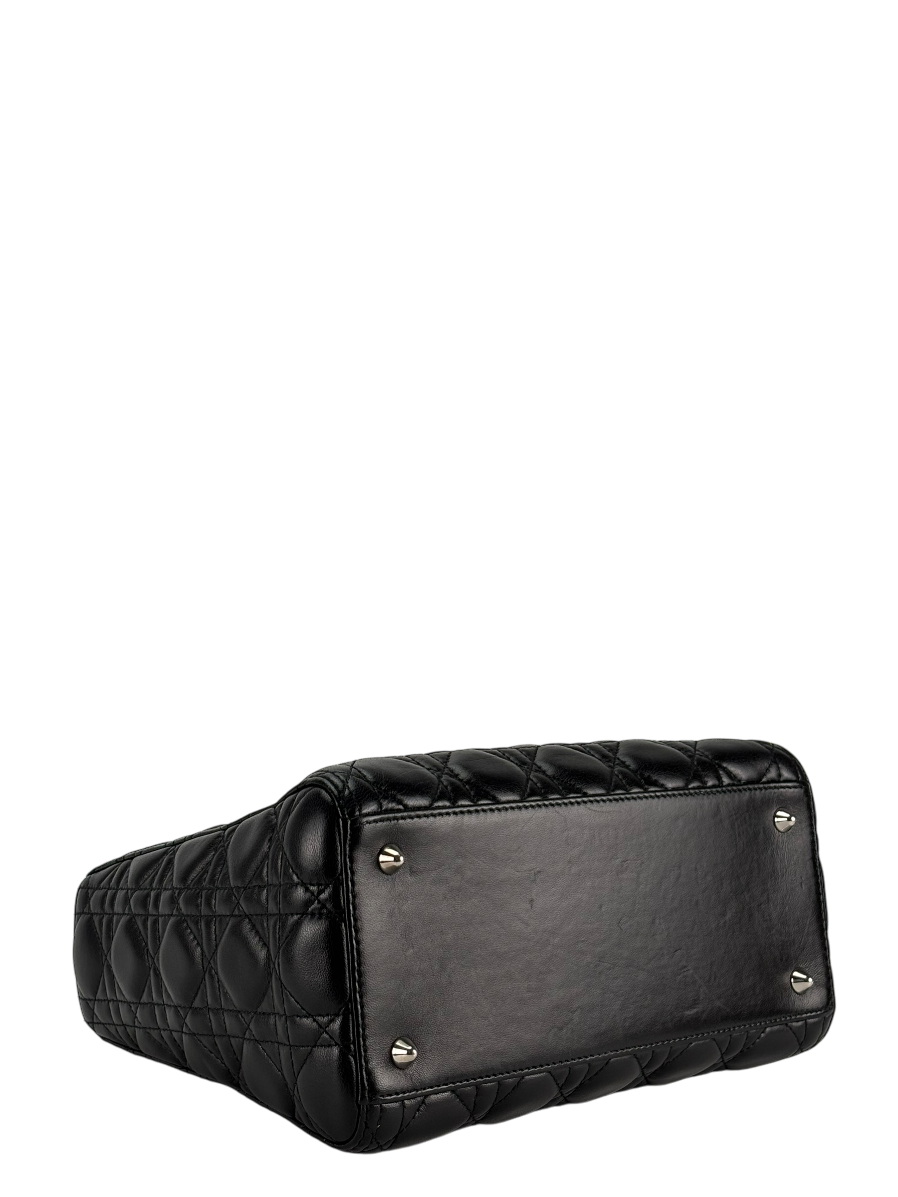 CHRISTIAN DIOR - Black Lambskin Lady Dior Handbag