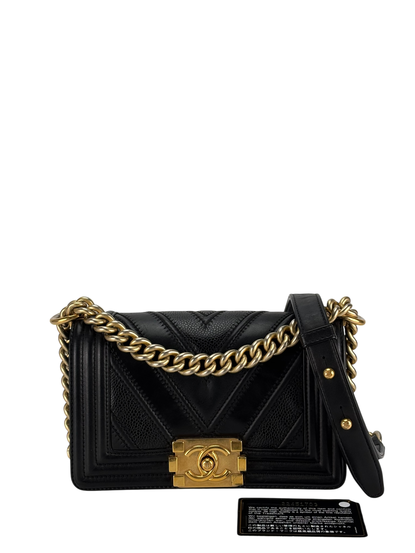 CHANEL - Small Boy Flap Bag Suede Chevron Black Calfksin Sliver Hardware