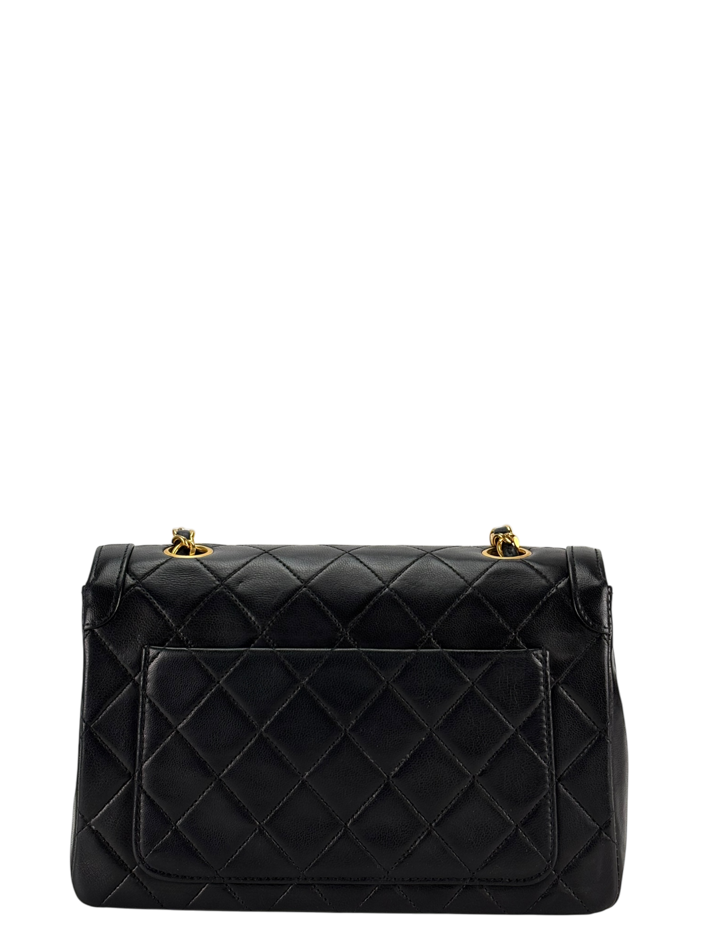 CHANEL - Black Lambskin Matelasse Single Flap Single Chain Bag