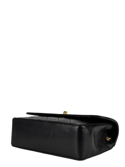CHANEL - Black Lambskin Matelasse Single Flap Single Chain Bag