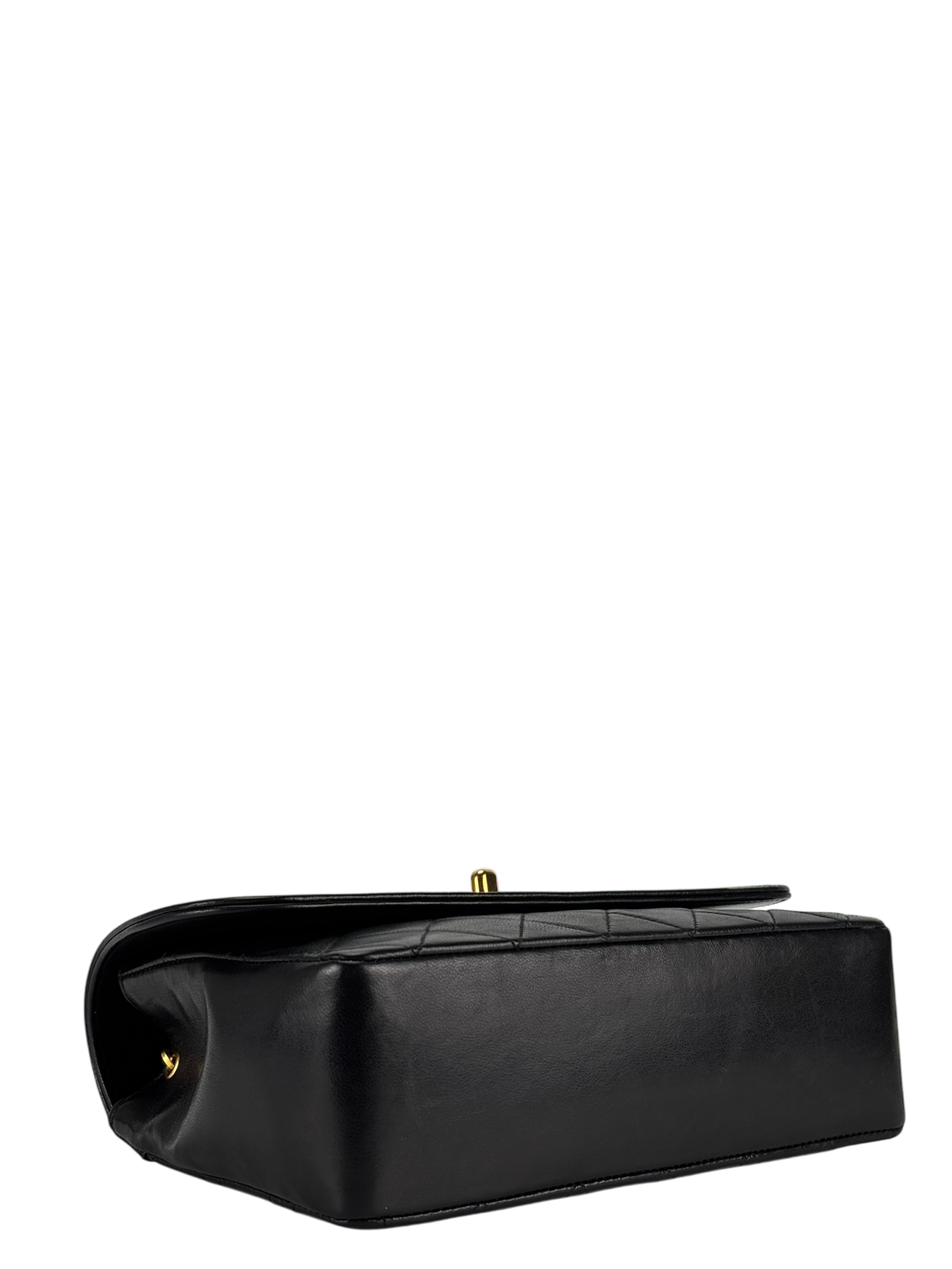CHANEL - Black Lambskin Matelasse Single Flap Single Chain Bag