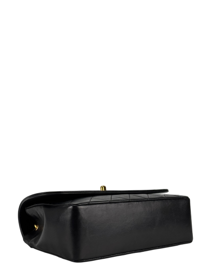 CHANEL - Black Lambskin Matelasse Single Flap Single Chain Bag