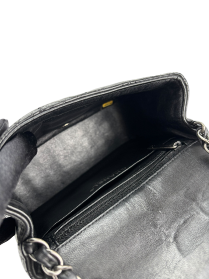 CHANEL - Black Calfskin Square 17 Embroidered CC Leather Mini Square Classic Flap Bag