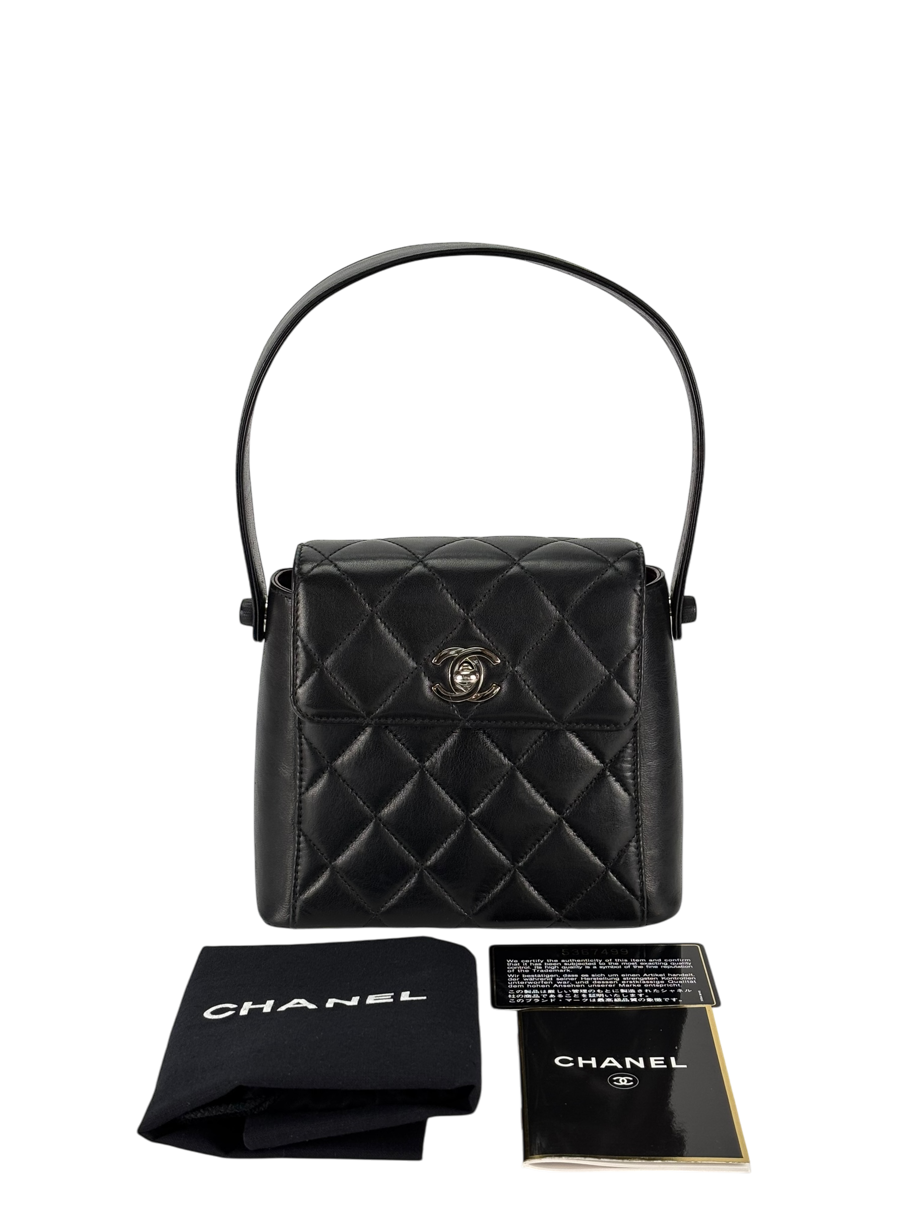 CHANEL - Lambskin Quilted Matelasse Coco Mark Turnlock Handbag