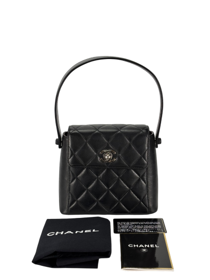 CHANEL - Lambskin Quilted Matelasse Coco Mark Turnlock Handbag