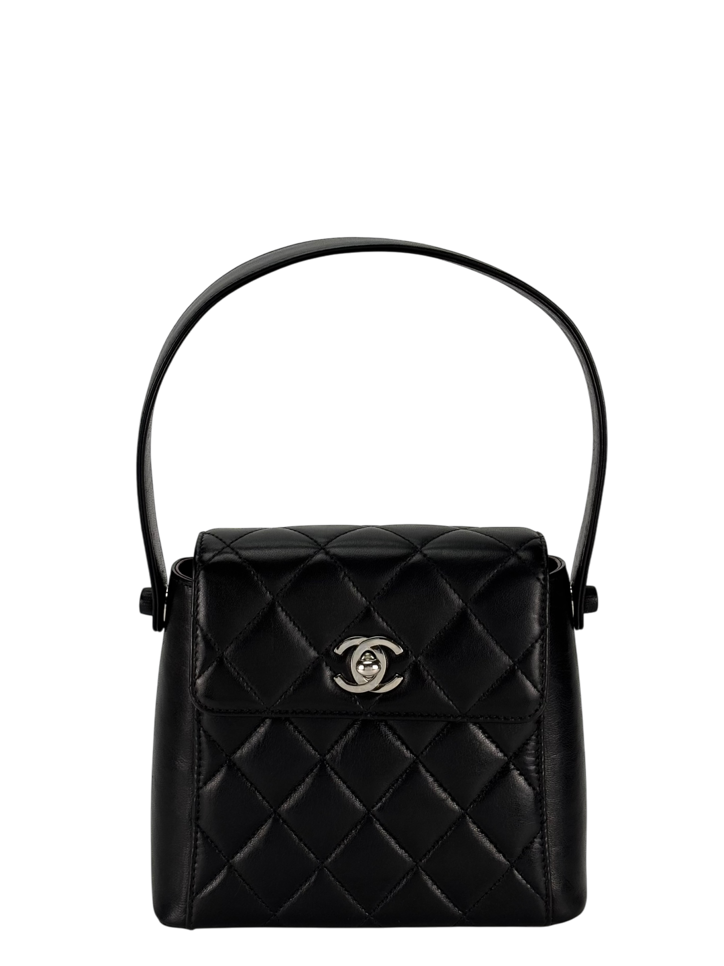 CHANEL - Lambskin Quilted Matelasse Coco Mark Turnlock Handbag