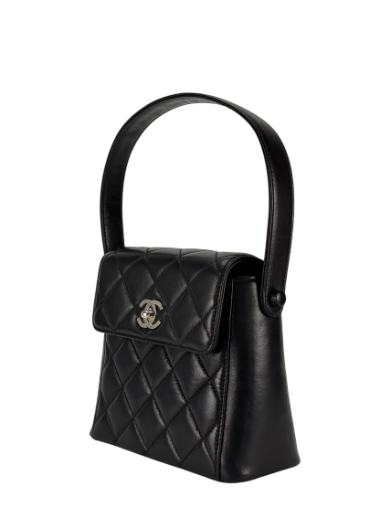CHANEL - Lambskin Quilted Matelasse Coco Mark Turnlock Handbag