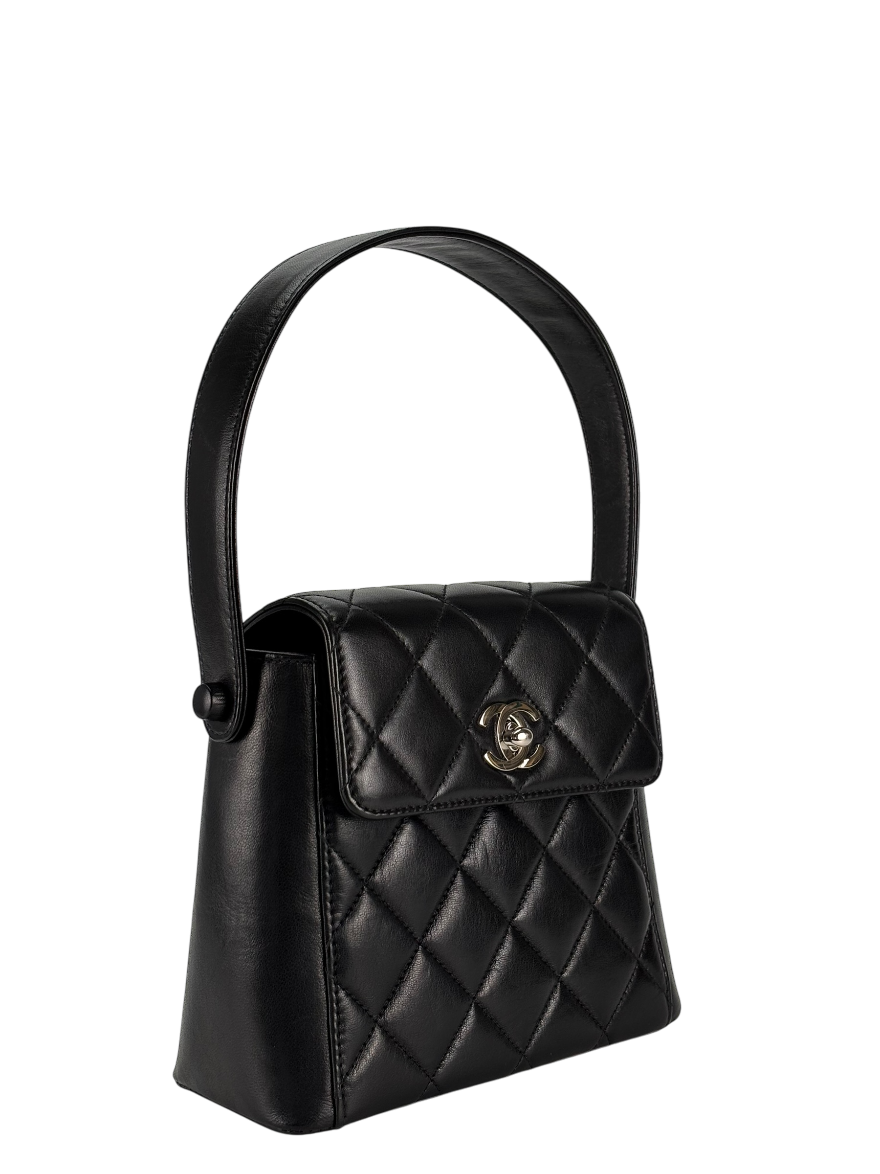 CHANEL - Lambskin Quilted Matelasse Coco Mark Turnlock Handbag