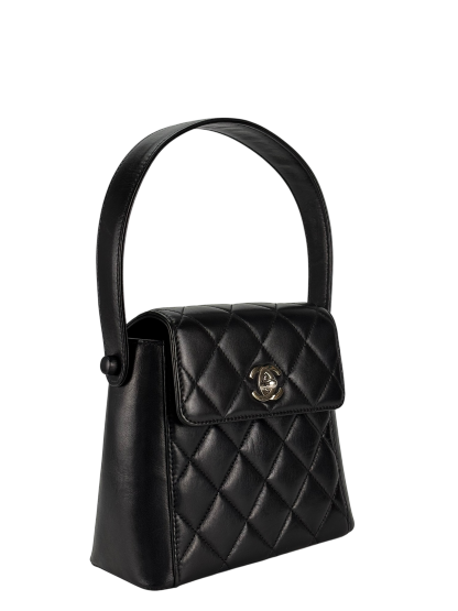 CHANEL - Lambskin Quilted Matelasse Coco Mark Turnlock Handbag