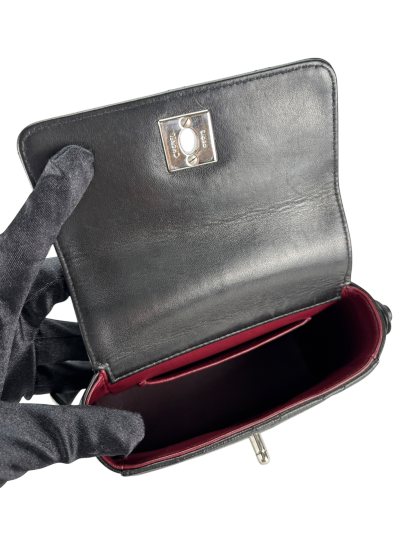 CHANEL - Lambskin Quilted Matelasse Coco Mark Turnlock Handbag